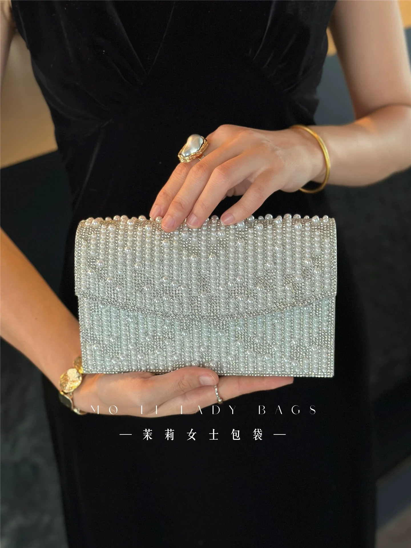 Glitter Shiny Rhinestone Diamond Evening Bag Luxury Beads Beaded Women Handbag Wedding Party Clutch Purse Shoulder Crossbody Bag
