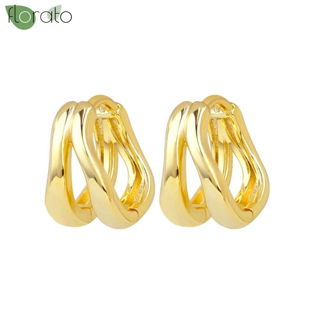 Ohrringe aus 925er-Sterlingsilber, Nadel, einfache Goldohrringe, modisch, zweilagig, kleine Creolen für Damen, Schmuck, feine Geburtstagsfeier-Geschenke