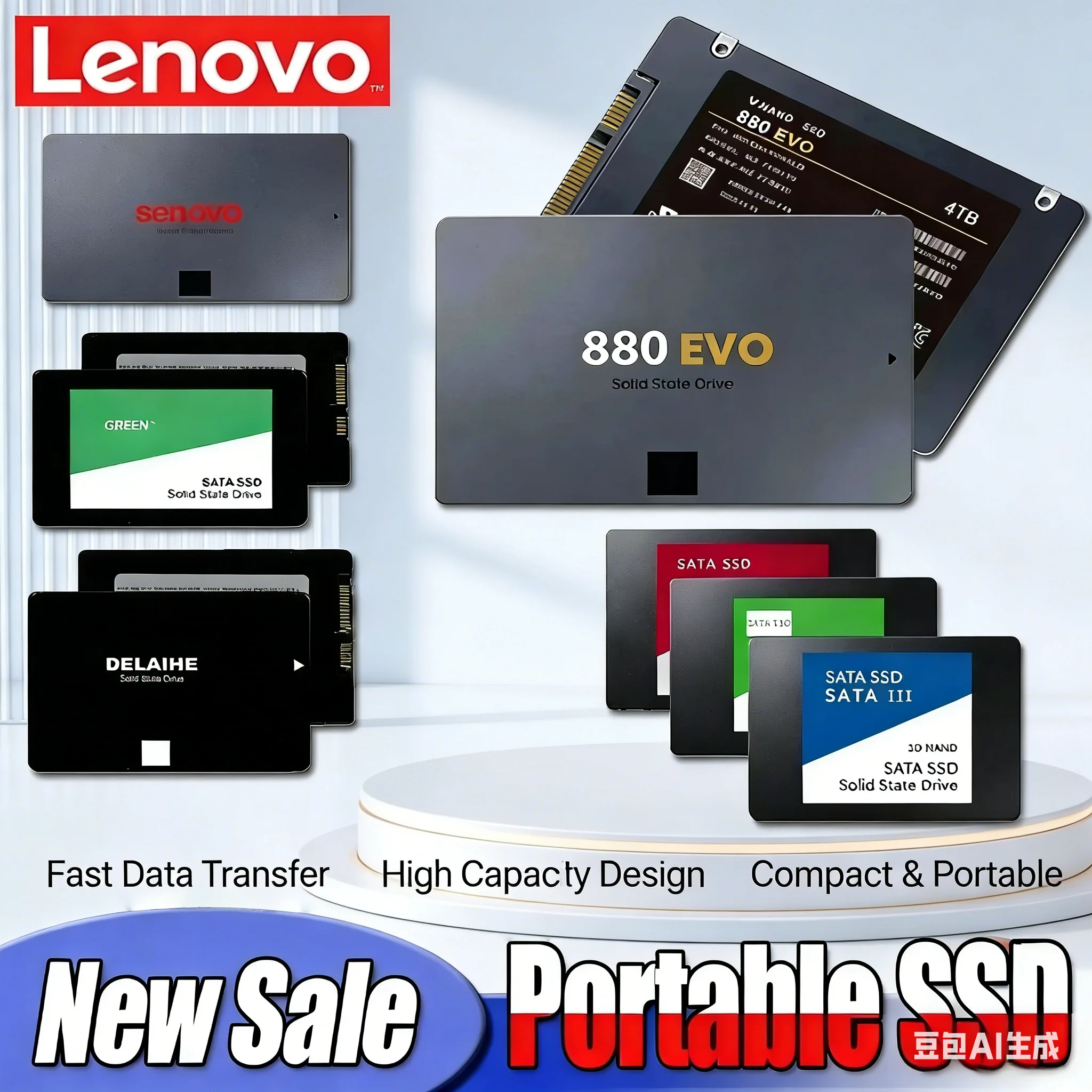 

Lenovo 2TB 4TB External SSD Hard Disk Portable High Speed Solid State Drive SATA 3 Interface Internal Hard Drive For Laptop