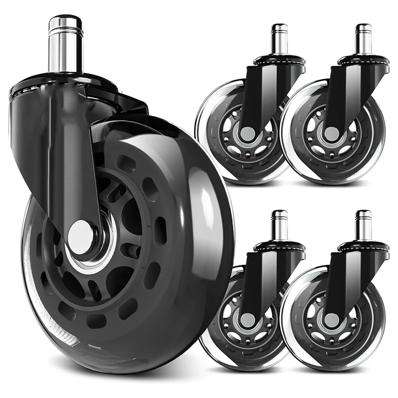 AT82-5PCS Office Chair Wheels, Upgraded Heavy Duty Caster Wheel For Gaming Chairs, 4.5 Inch Smooth & Silence Rubber Wheels
