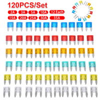 60/120pcs Auto Car Truck Mini Fuse Blade 5A 10A 15A 20A 25A 30A Mixed Kit Fuse Set Assortment Cars Safety Blade Fuses Accessorie