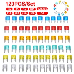 60/120pcs Auto Car Truck Mini Fuse Blade 5A 10A 15A 20A 25A 30A Mixed Kit Fuse Set Assortment Cars Safety Blade Fuses Accessorie