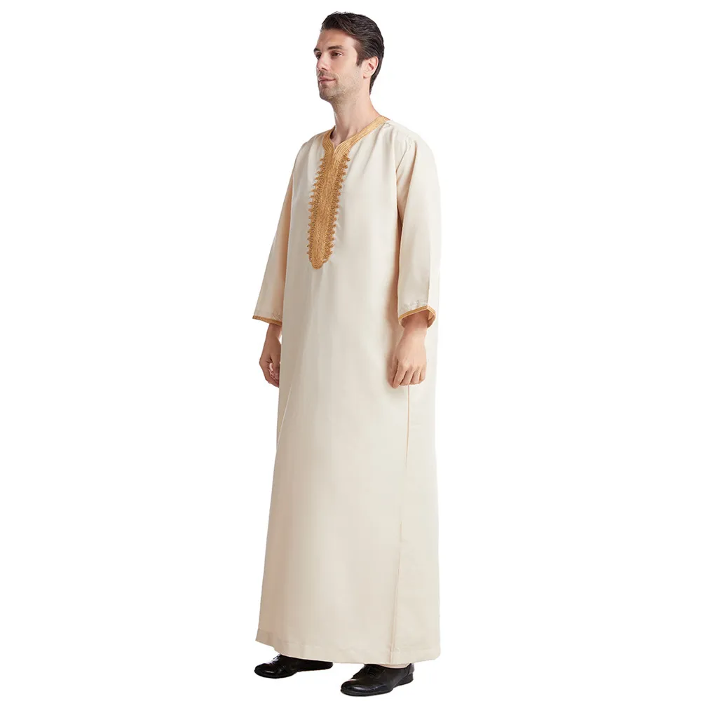 Eid Men Jubba Thobe Muslim Caftan Saudi Arabic Robe Thoub Ramadan Turkey Abaya Dress Embroidered Gown Islamic Clothing Dishdasha