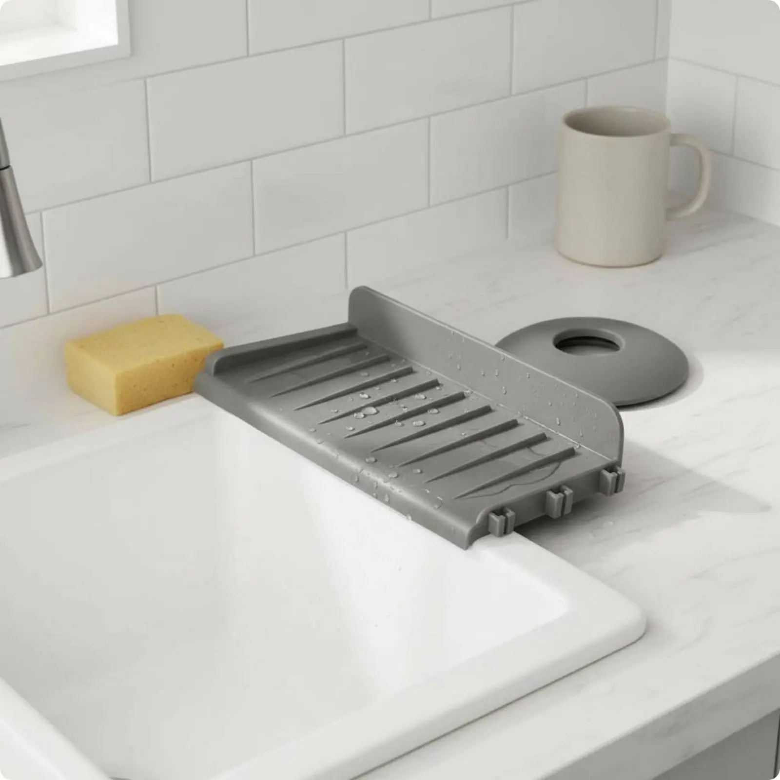 Spliceable Sink Drainage Mat Waterproof Cuttable Sink Splash Guard Faucet Splash Guard Mat Strong Suction Household Item