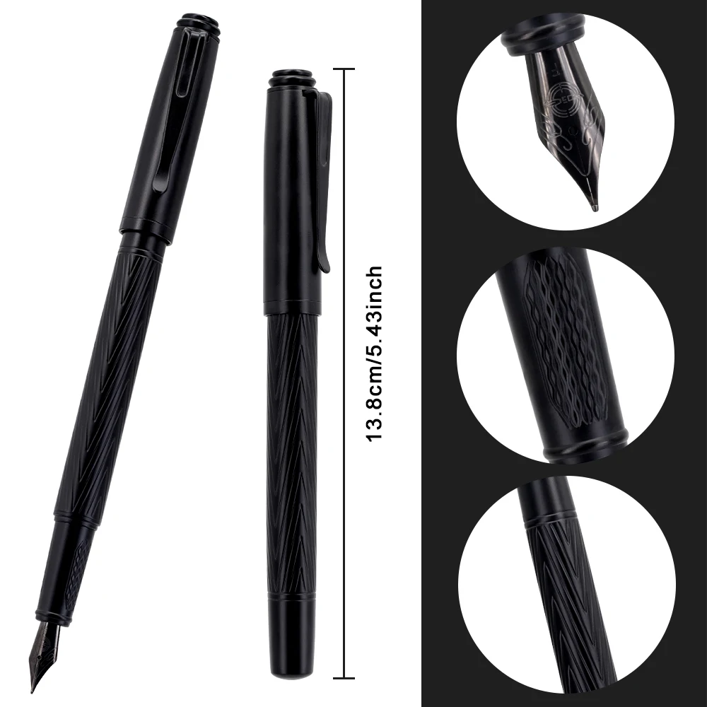 1 Stück hochwertiger Black Warrior Füllfederhalter, 0,5 mm Titan-Stiftspitze, Büro- und Schulbedarf, glatt schreibender Tintenstift, Schreibwaren – Detail 2