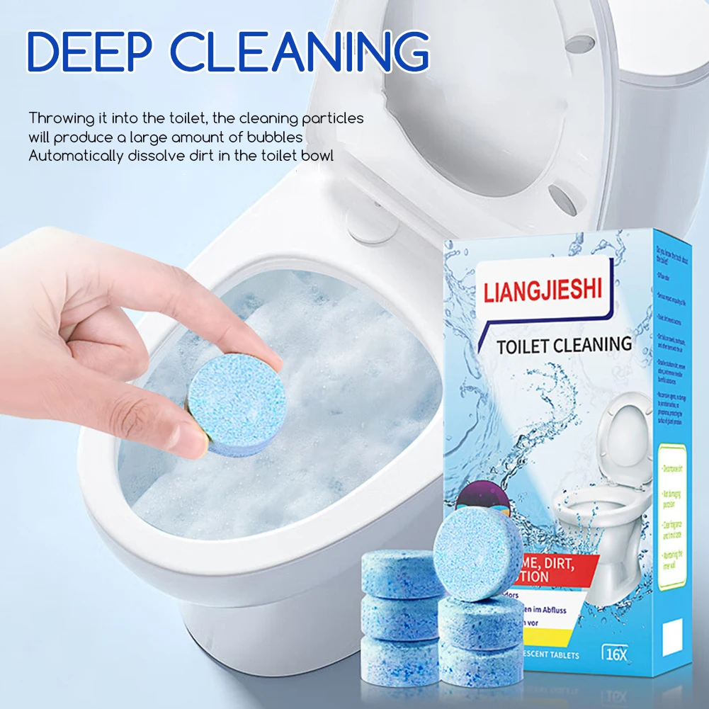 16 Pieces/box of Powerful Toilet Cleaner, Decalcifying Effervescent Tablets, Toilet Deodorizer, Bathroom Deodorizer Tool