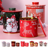 2Pc/set Christmas Candy Jar Metal Snack Container Storage Box Cute Dustproof With Lid Cookie Jar Xmas Party Decor New Year 2024