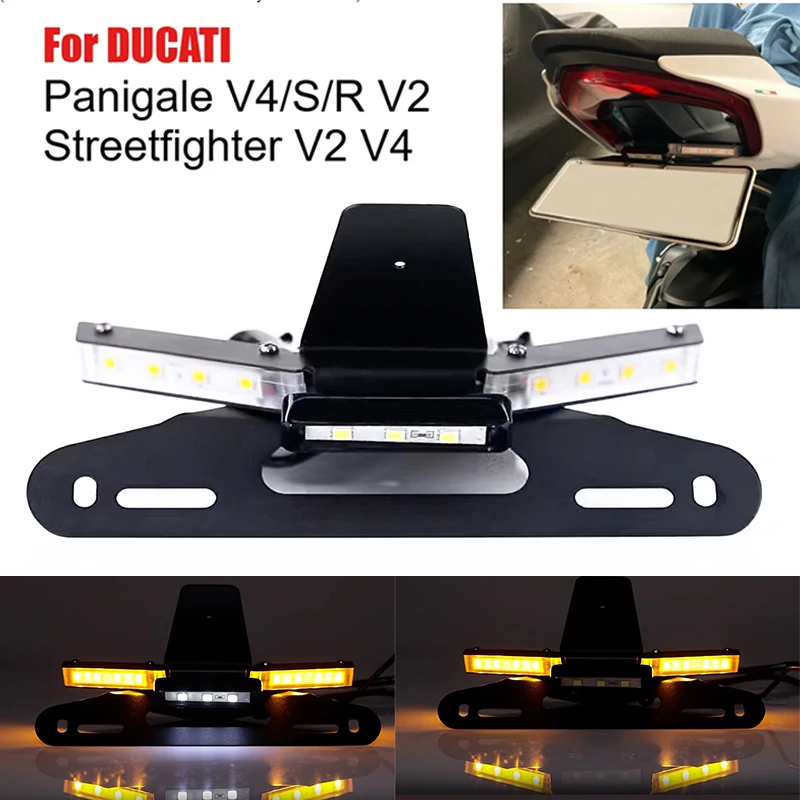 

License Plate Light Holder For Ducati Panigale V4 2018-2021 Motorcycle Short Led Tail License Plate Bracket Accessory