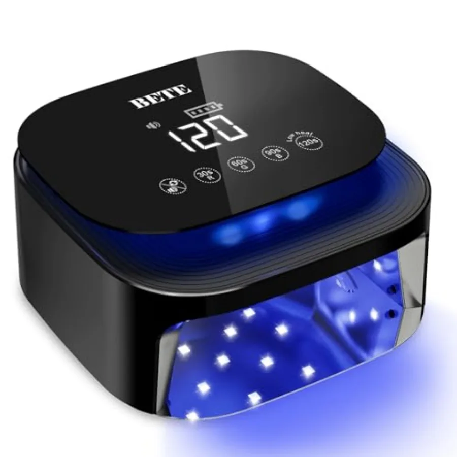 

60W Cordless UV LED Nail Lamp - Rechargeable Gel Polish Dryer with Auto Sensor, 30 Beads and 4 Timer Settings Portable for Home