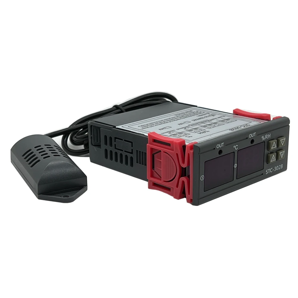 المزدوج الرقمية ترموستات درجة الحرارة الرطوبة التحكم STC-3028 ميزان الحرارة الرطوبة حاضنة تحكم التيار المتناوب 220 فولت تيار مستمر 12 فولت 24 فولت