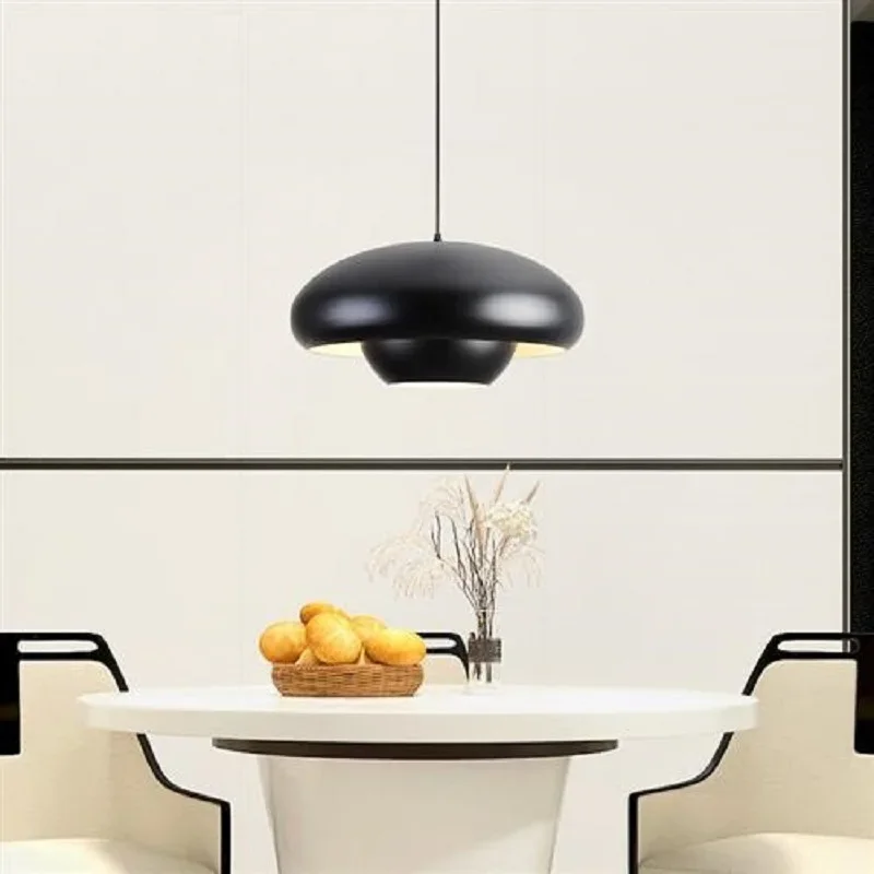 Imagem -03 - Simples Preto e Branco Cogumelo Led Luzes Pingente Nordic Pendurado Luminárias Quarto Jantar Sala de Estar Estudo Bar Interior Casa