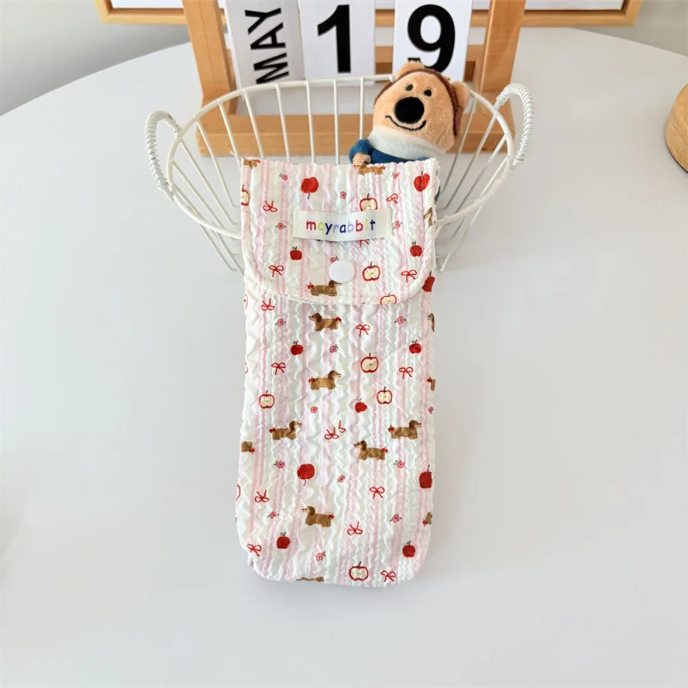 Simple Cute Bow/Floral Glasses Bag Large Capacity Portable Sunglasses Storage Bag Pencil Bag
