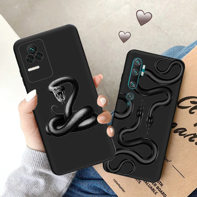 Soft Case for Redmi Note 11S 10S A3 10C 10A A3X Xiaomi 14 11T Pro 10T 10 11 4G Green Snake Cobra Python Black Phone Cases Cover