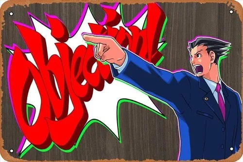Phoenix Wright: Ace Attorney, Attorney Game Retro Metal Tin Sign Art Poster