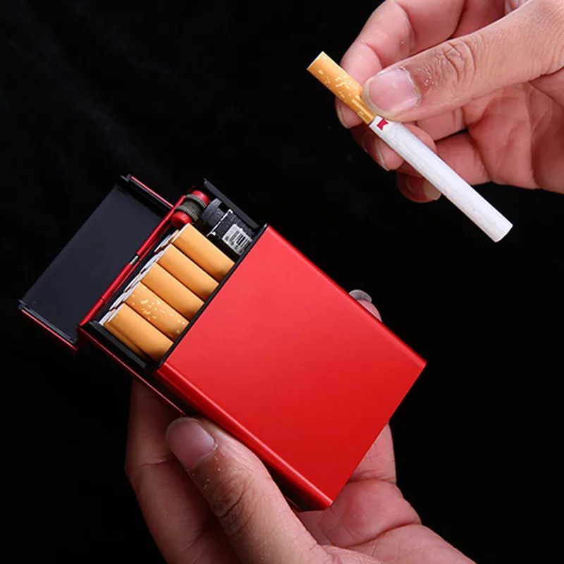 Automatic bomb cover cigarette case 20 sticks protective shell aluminum alloy cigarette case metal glossy Cigarette Storage Box