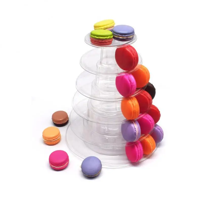 Tiers Round Macaron Tower Stand Cake Display Rack Cupcake Stand Desserts Display for Baby Shower Wedding Birthday Decoration