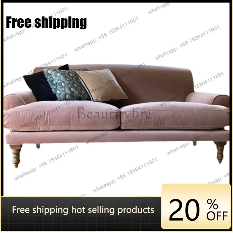 French Style Light Luxury Velvet Light Purple American Simple Double Living Room Detachable Down Household Sofa