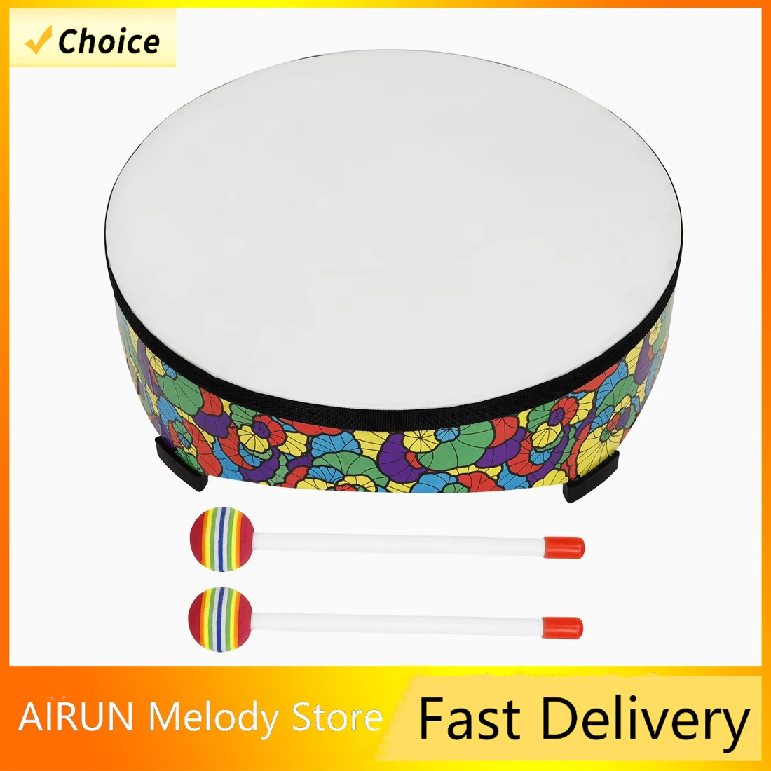 

IRIN 22*7 дюймов барабаны из овчины + деревянные барабаны красочные инструменты Orff для выступлений ударные инструменты с барабанными палочками