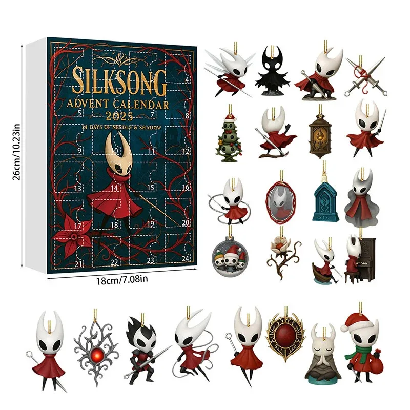 

2026 Hollow Knight Advent Calendar 24 Days Surprise Ornaments 2D Character Christmas Tree Hanging Decor Fans Collectible Gift