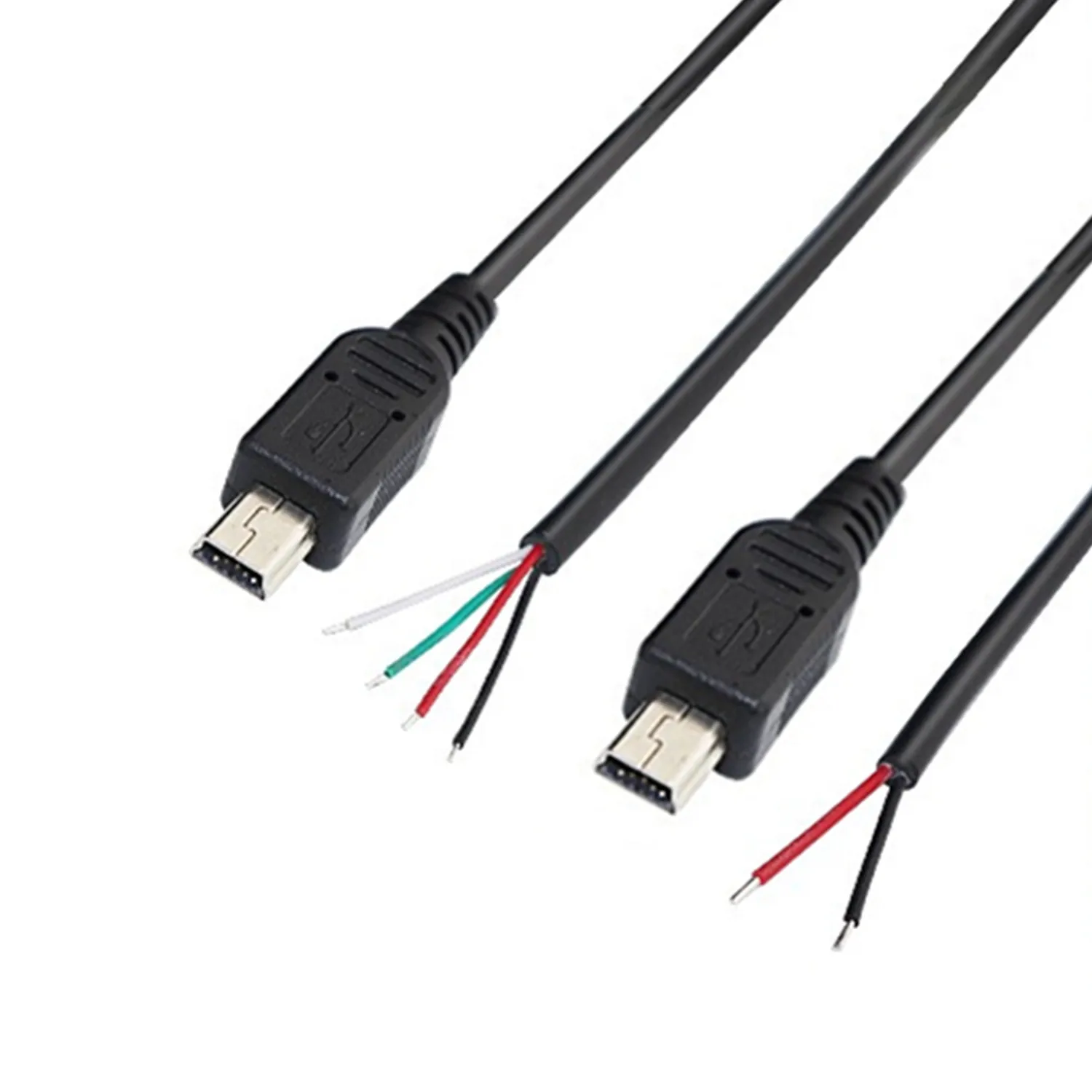 Mini USB Male Pigtail Power Data Cable 5V 3A Mini-B Plug to 4 Pin (2 pin) Bare Wire Open End Connector Charge Cord 22AWG