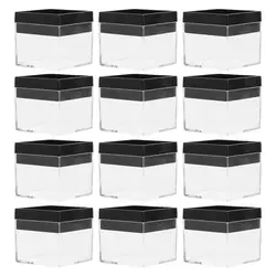 12pcs Transparent Plastic Square Box Mineral Specimen Collection Box Storage Box