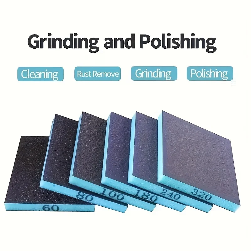 

3pcs sandpaper sponge, coarse sand, medium sand, fine sand brick sandpaper, suitable for metal, wood, glass, washable and reusab