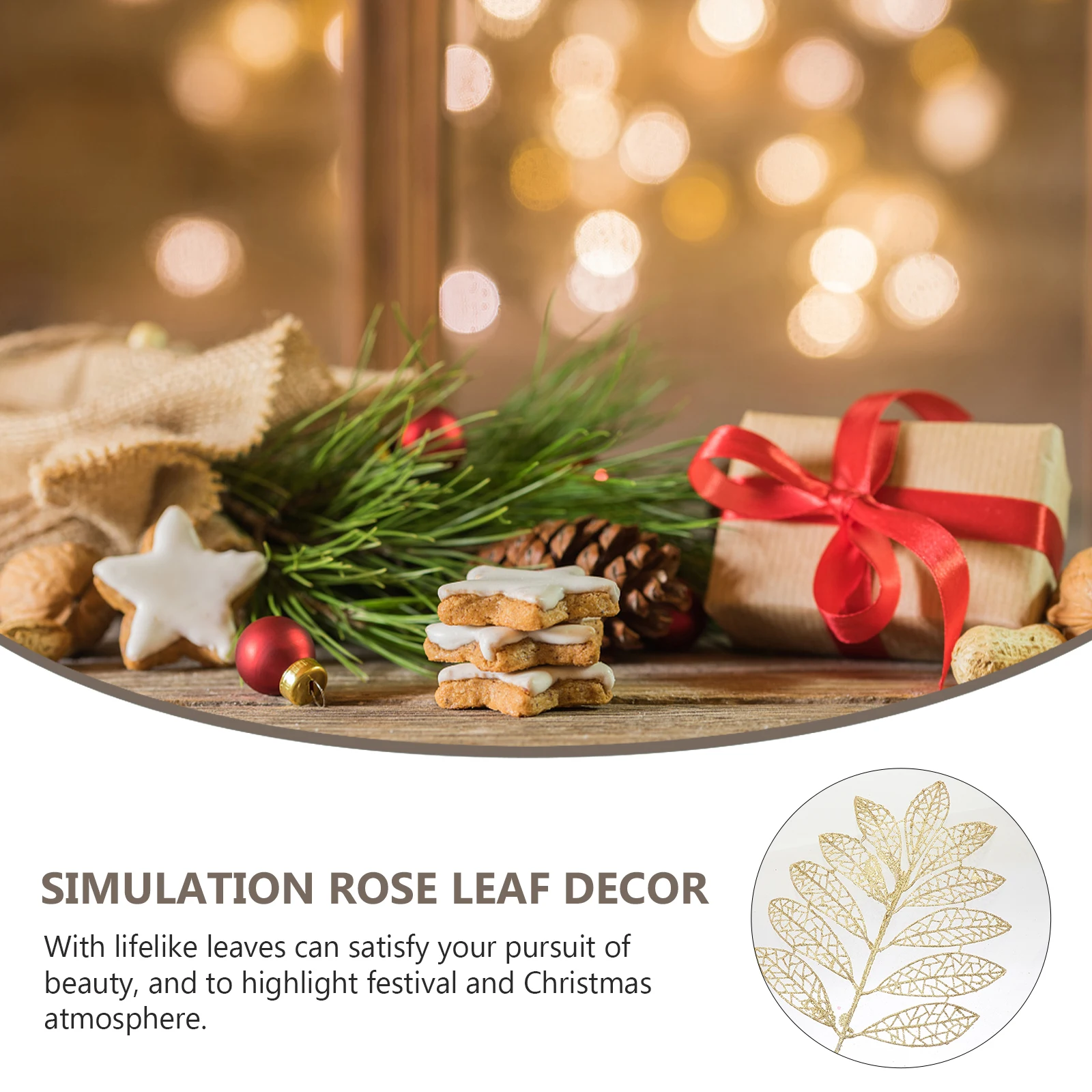 

5Pcs Christmas Decor Artificial Plant Leaves Hollow Out Glitter Power Creative Pendant Xmas Tree Decoration Christmas Decor