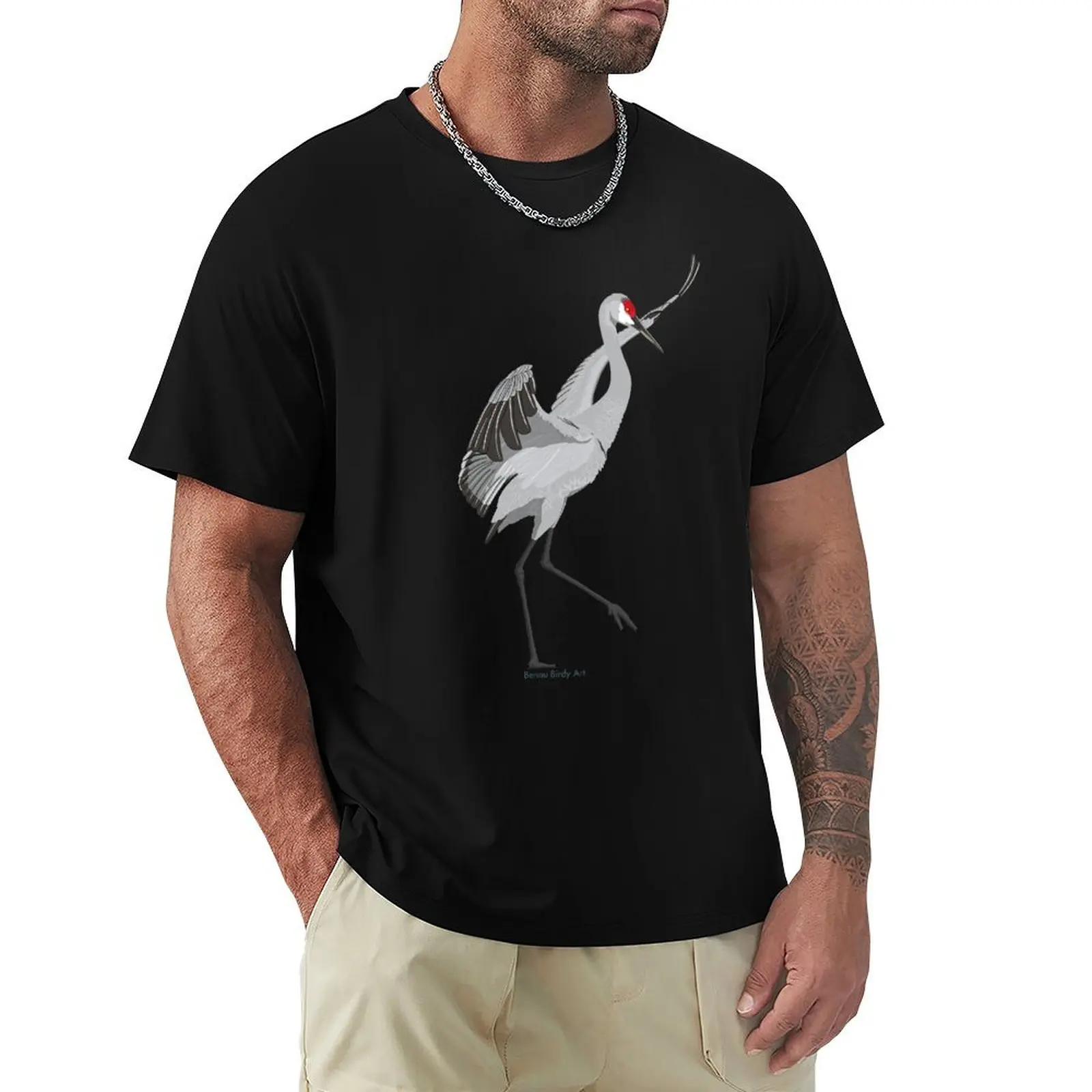 Sandhill Crane T-Shirt Trendy Casual Short Sleeve Shirt