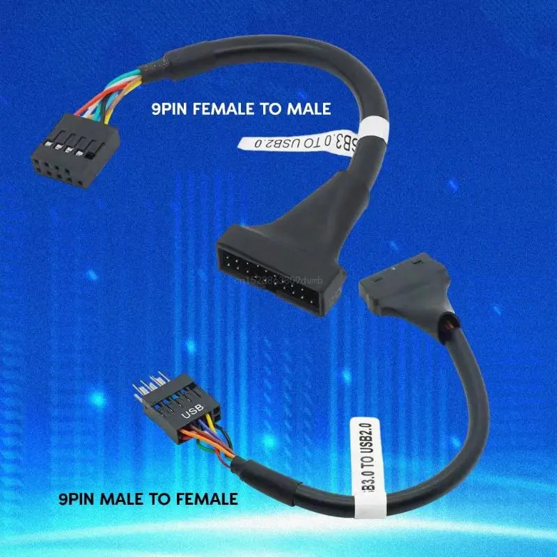 Cable conversión USB3.0 a USB2.0 fácil usar, Cable adaptador placa base, Cable convertidor macho 9 pines a