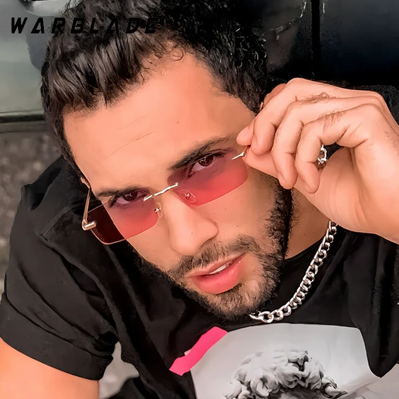 

Rimless Sunglasses women men Luxury Brand Design Retro Small Rectangular Unisex Suitable Outdoor Beach Parties Eyeglasses UV400