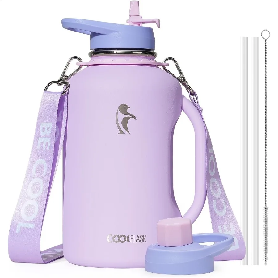 

Stainl Steel Water Bottle Water Jug Large Flask 64 oz Half Gallon Lavender