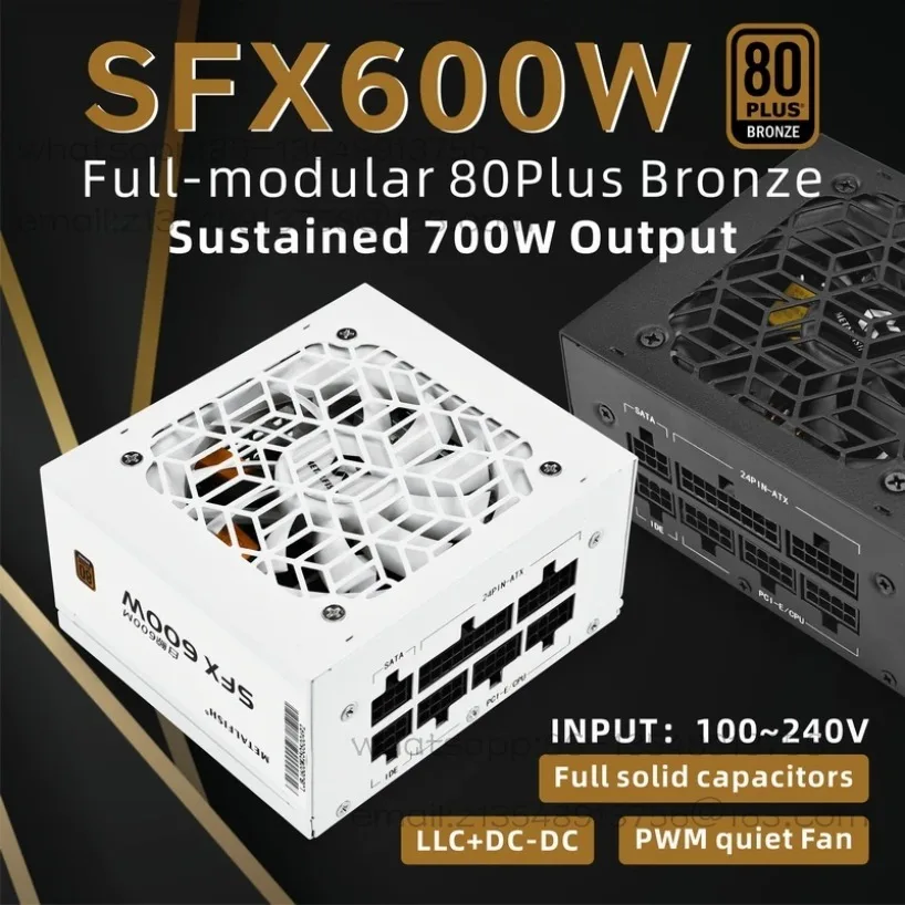 SFX rated 600W power supply Bronze full module silent over 500W white ITX mini chassis power supply