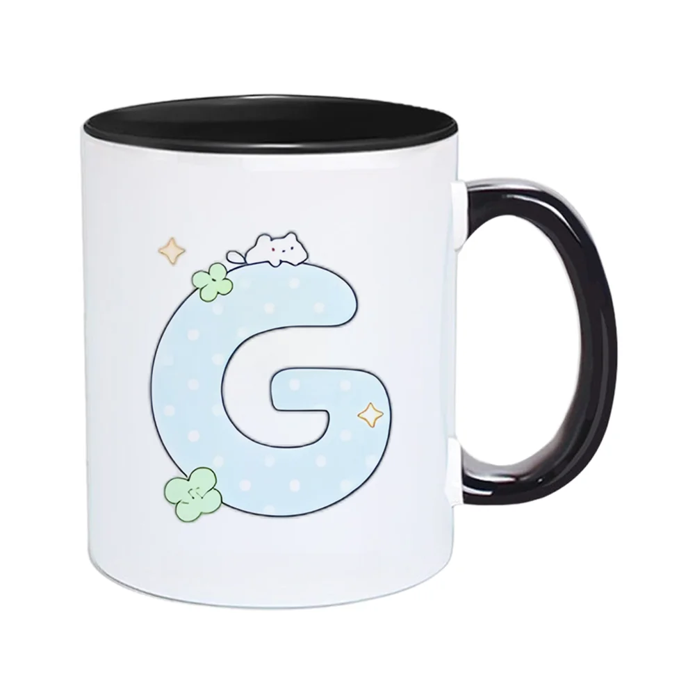 11oz Ceramic Coffee Mug with Cute Letter G Cat Print Polka Dot Design for Home Use Office Drinking Birthday Party Christmas Holi