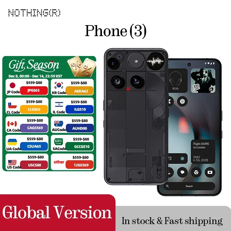 Ничего телефона (3) Камера Qualcomm Snapdragon 8S Gen 4 6,77, 120 Гц, 50 МП