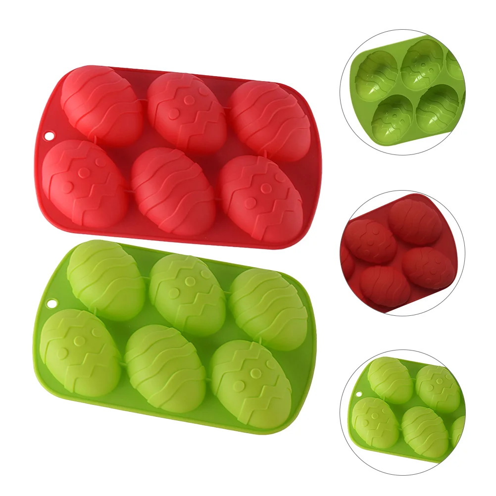 

2 Pcs Colorful Egg Silicone Mold Portable Molds Shape Soap Easter Baking Silica Gel Kitchen Gadget Exquisite Design