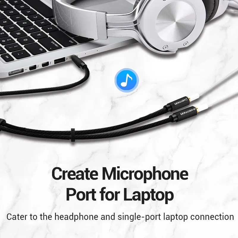 Vention 3.5mm Extension Cable Audio Splitter Jack 3.5mm 1 Male to 2 Female Mic Y Splitter for Laptop Headphone Aux Cable Adapter
