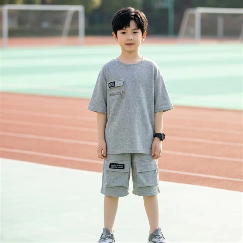 Boys Short-sleeve Sets Summer Children Clothing Suits Teenager Sports T-shirts Shorts 2Pcs Outfits Big Kids Fashion Sets 5-14Y