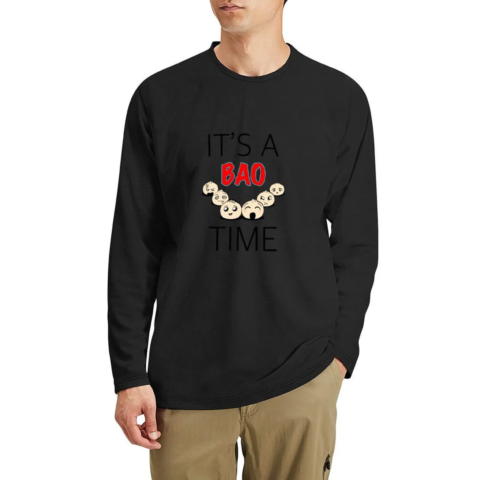 Camiseta larga It's a Bao Time, camisetas para fanáticos de los deportes, camiseta con estampado animal de anime para niños, camiseta gráfica para hombres, camisetas gráficas