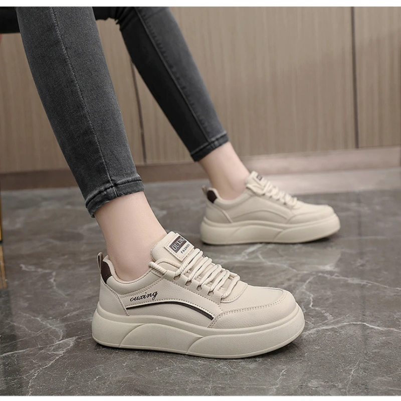 Little White Shoes Women's 2024 Spring New Korean Edition Instagram Trendy Versatile Fashion Thick Sole Comfortable Casual Shoes