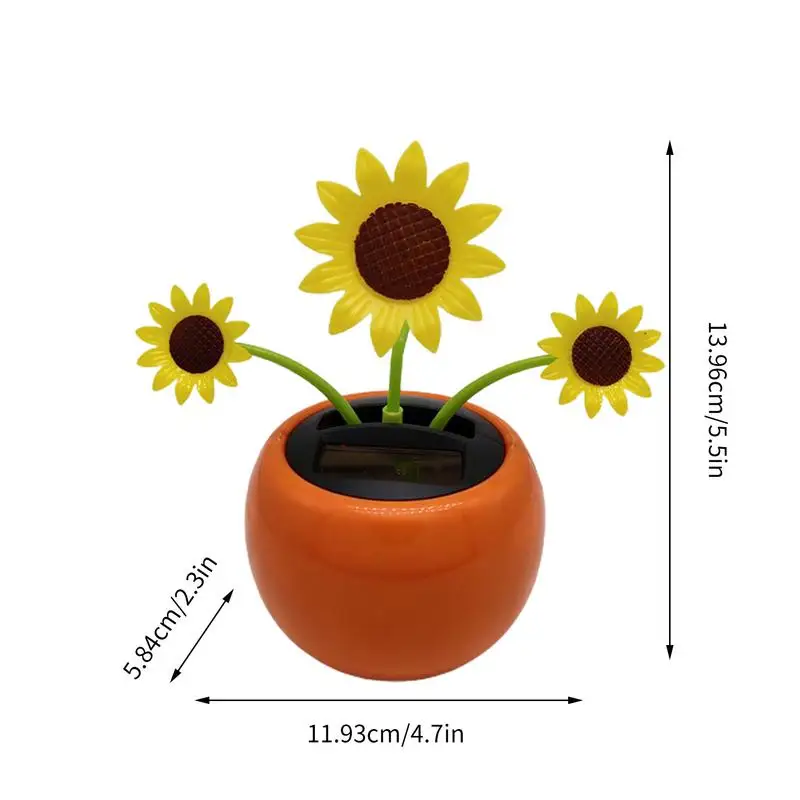 Solar Powered Dancing Flower Sunflower Solar Ornament Shaking Head Car Ornaments for Home Bedroom Dashboard Decoration