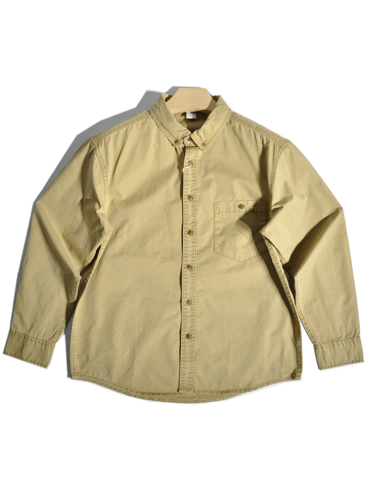 

Autumnal Versatile American Khaki Retro Pure Cotton Washed Long Sleeve Shirt Loose Casual Japanese Style Workwear Outerwear