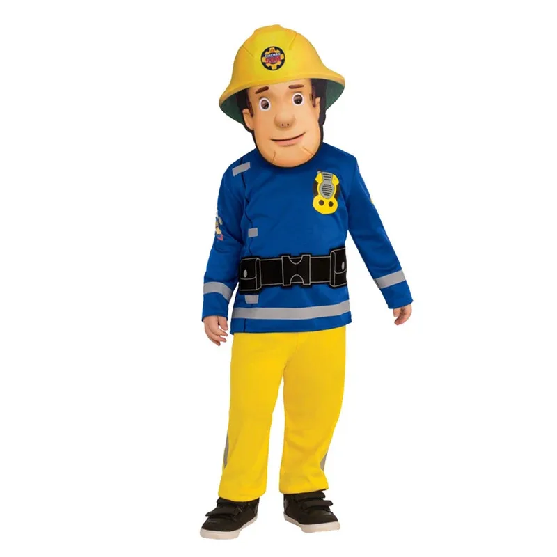 

Fireman Sam Superhero Cosplay Anime Uniform Outfits Fire Halloween Costumes Kid Fancy Dress Carnival Festival Masquerade Mask