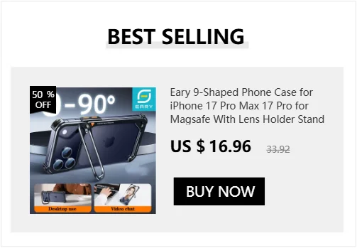 Eary 9-Shaped Phone Case for iPhone 18 17 Pro Max for Magsafe With 90° Lens Holder Stand Metal Frameless Bumper Anti-Drop Shells