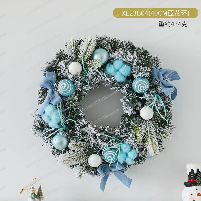 Christmas Ornaments Door Flocking Dress Up Christmas Rattan Wreath Pendant