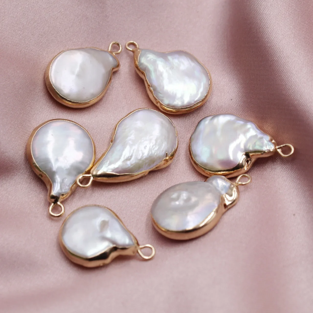 Natural Hemming Pearl, Special-shaped Button Irregular Water Drop-shaped Single Hanging Ring Handmade DIY 11-15mm