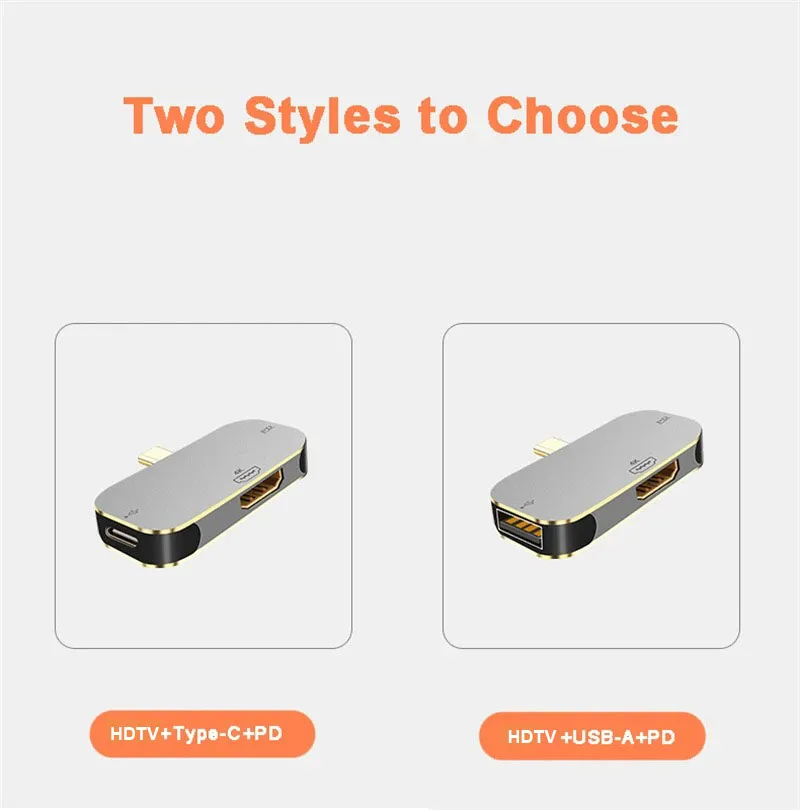 3 في 1 USB-C Hub Type C إلى HDMI محول متوافق 100 واط PD شحن سريع محطة إرساء USB-C لماك بوك برو نينتندو سويتش 4K