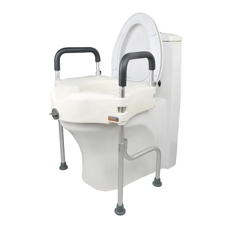 Asiento de inodoro elevado para baño, altura ajustable, para personas mayores y discapacitadas y soporte para inodoro, pasamanos, rieles de baño, reposabrazos para inodoro