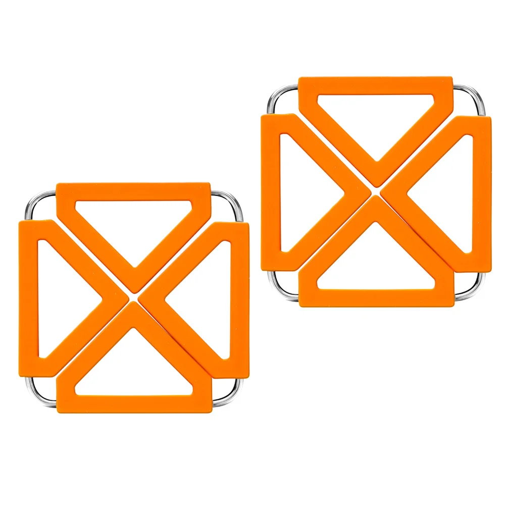 

2Pcs Non slip Heat Insulation Mat Foldable Table Pad Square Bowl Hot Pot Holder Coasters Kitchen Protect Mats