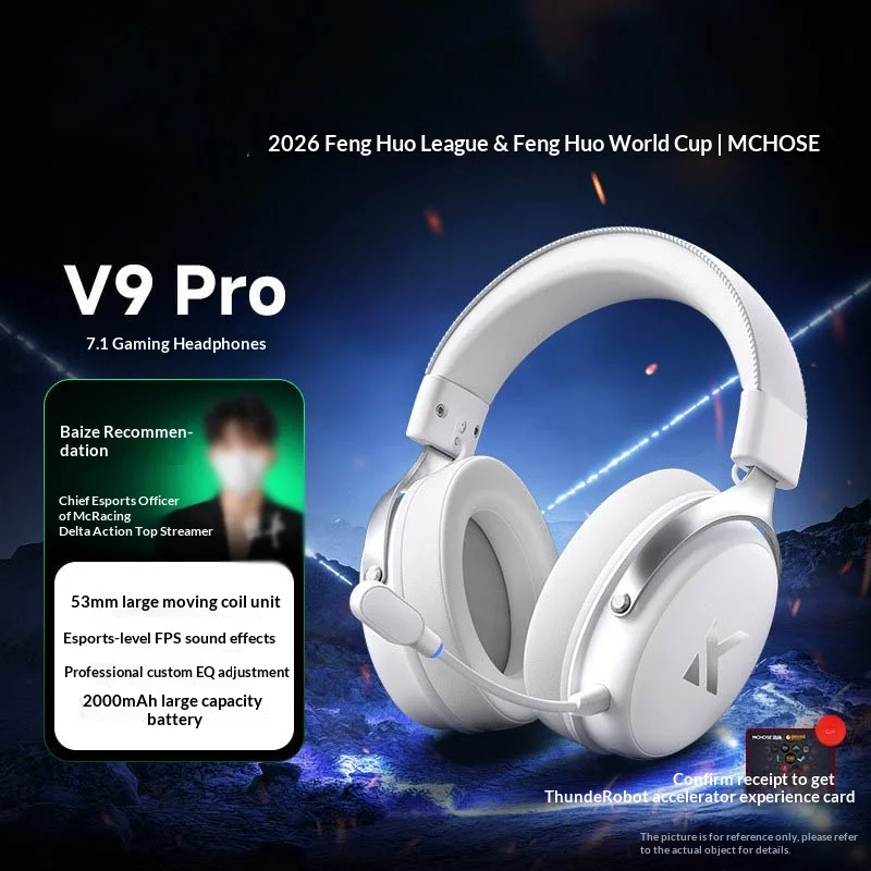 

Игровая гарнитура MCHOSE V9 Pro, беспроводная Bluetooth-гарнитура с четырьмя режимами работы, накладные наушники с микрофоном, легкий алюминиевый корпус, для FPS, киберспорта, ПК
