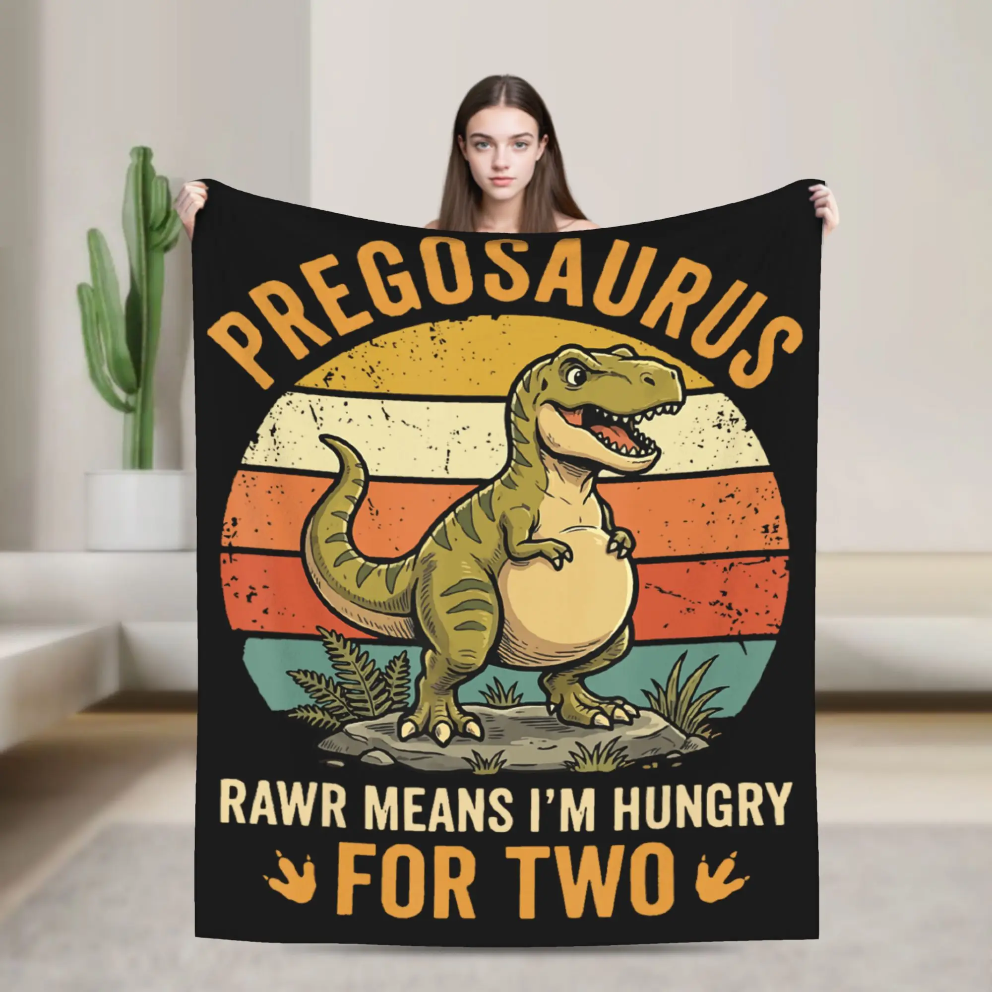 Pregosaurus Rawr Means I'm Hungry for Two Blanket Super Soft  Throw Blanket Winter Adults Child Bedroom Camping Bedspread